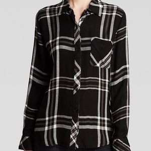 Rails black and white hunter button down